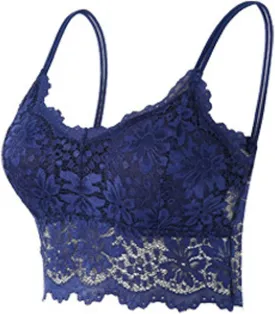 Womens Sexy Lace Camisole Bralette Top with Thin Shoulder Straps Chest Wrap Tops for Outerwear Bralette Crop Top