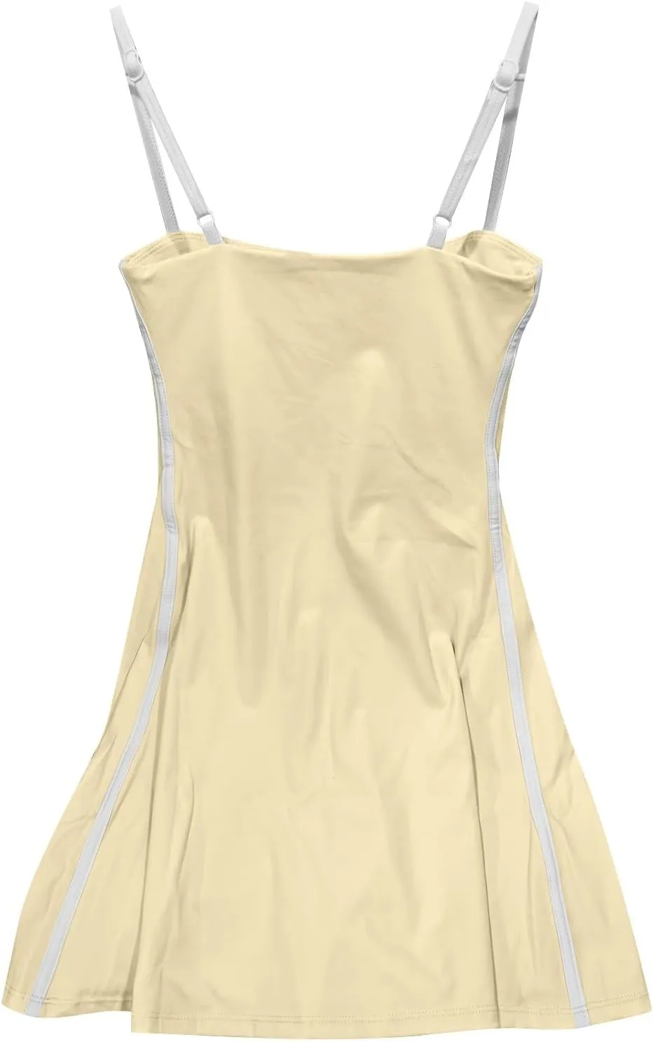 Womens Workout Tennis Dress with Built in Shorts Sleeveless Square Neck Suspender Exercise Yoga Dress